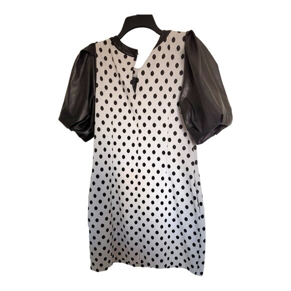 Dot-print Faux Leather - Sleeve Shift Dress, New York & Company - Picture 2 of 5